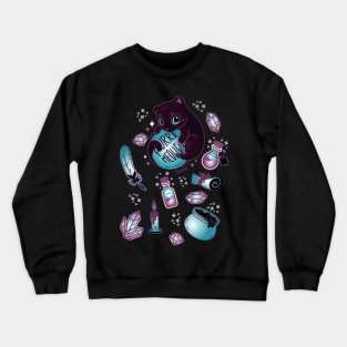 Purr meowgic black magic cat Crewneck Sweatshirt